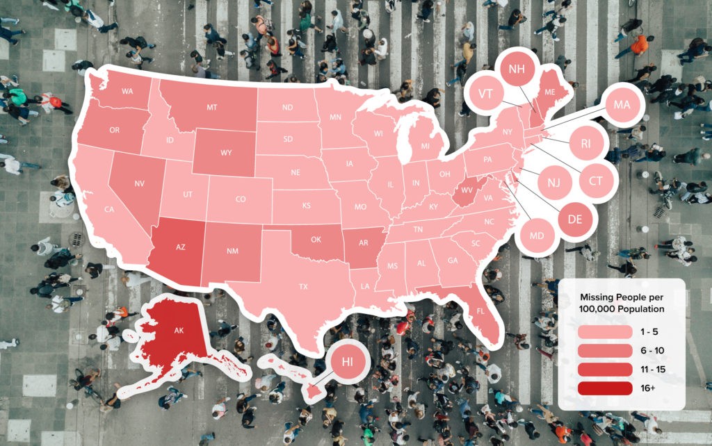 Missing Persons per capita map